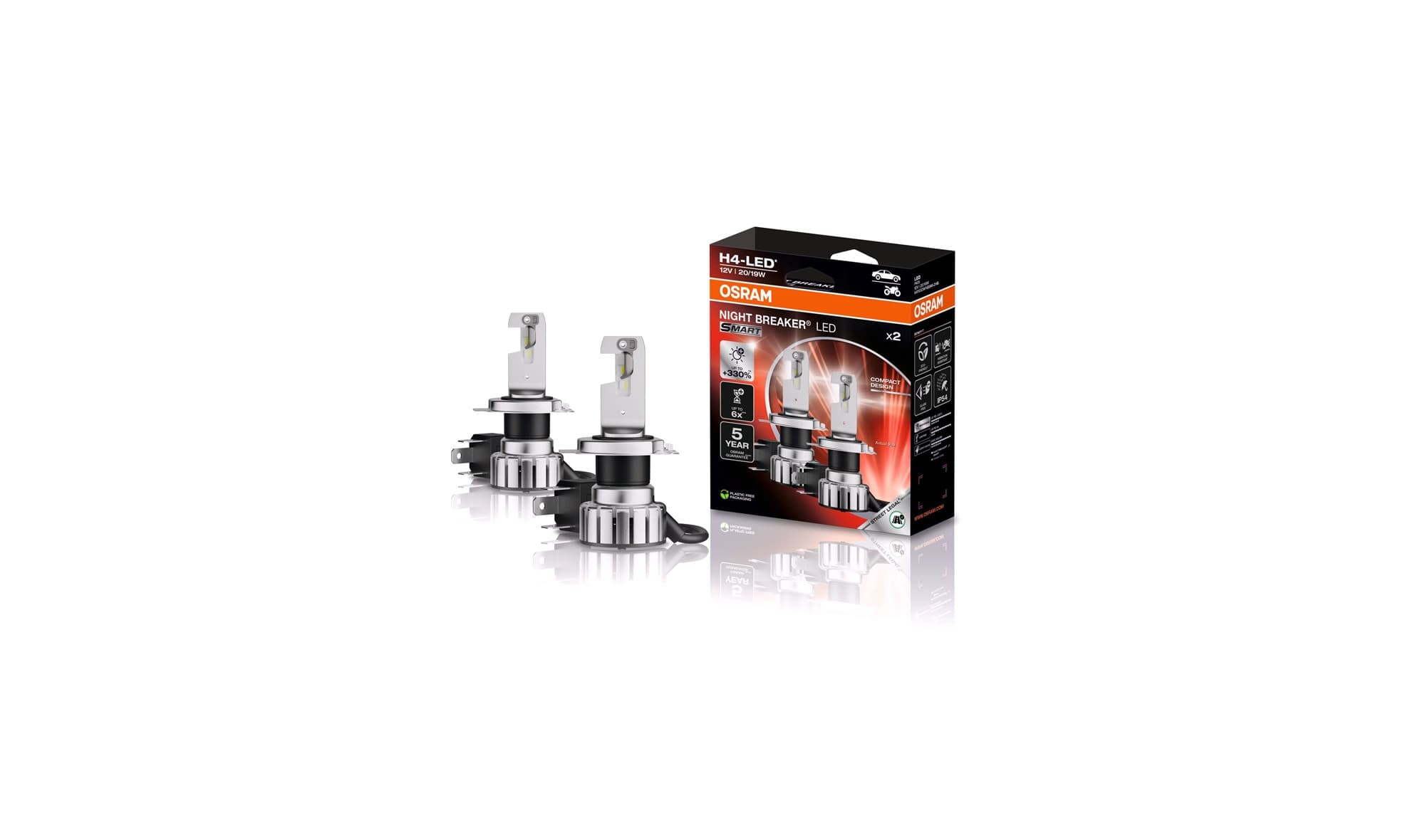 Lyspære, H4 LED 2pk
