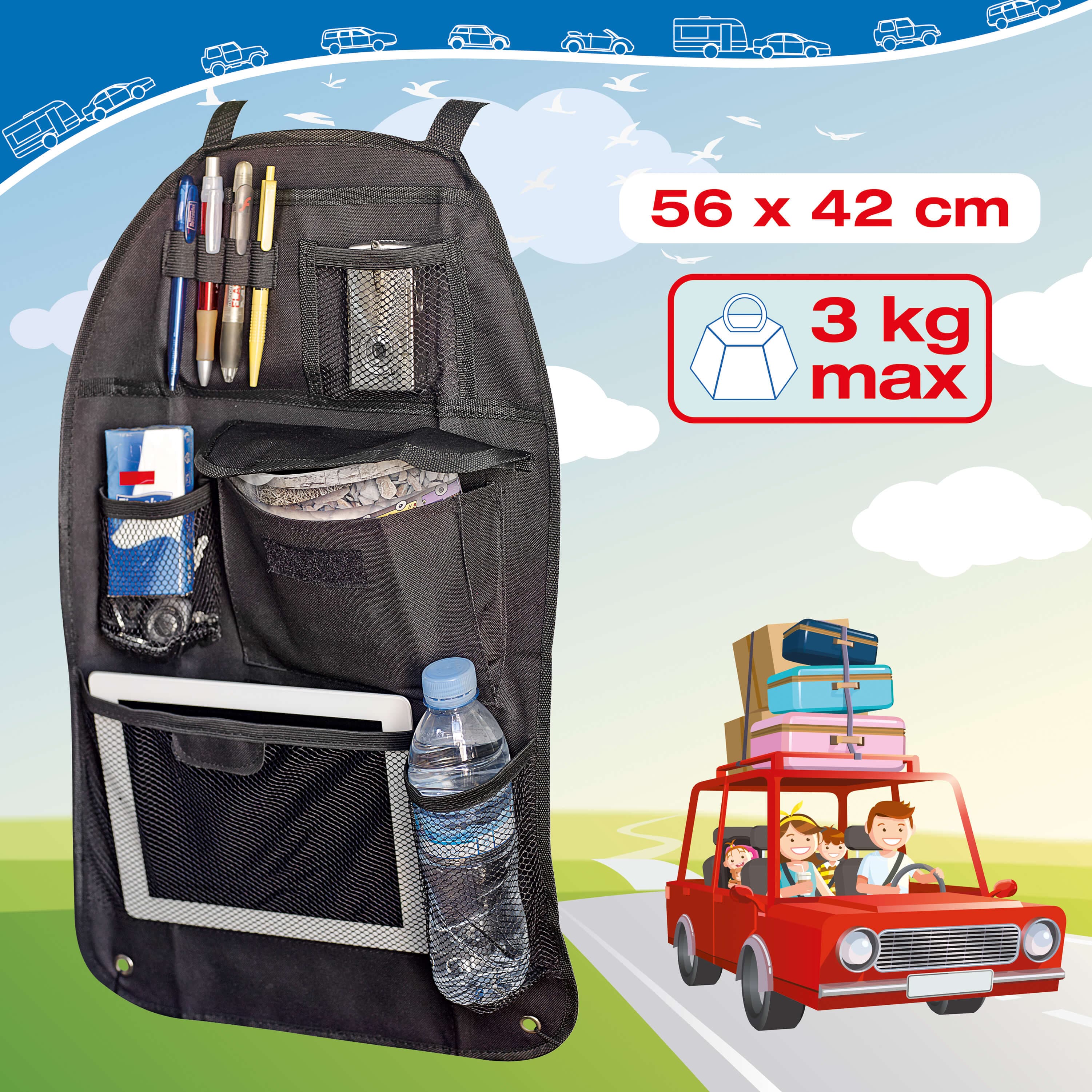 BLACK BACK SEAT ORGANIZER BAG