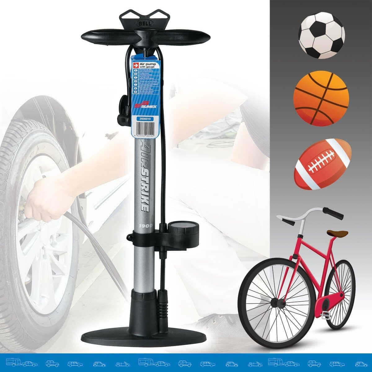 Sykkelpumpe med trykkmåler